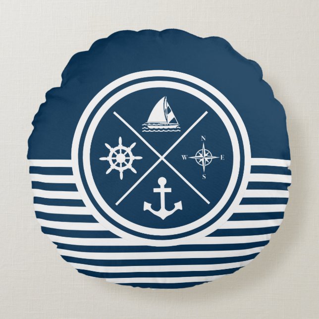 Nautisches Design Rundes Kissen (Vorderseite)