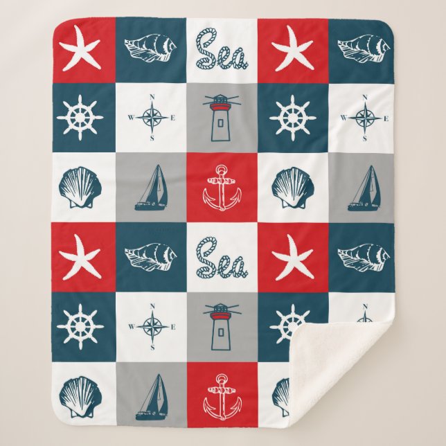 Nautisches Design Sherpadecke (Vorderseite)