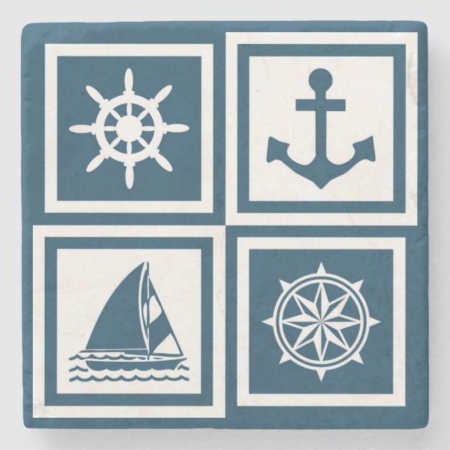 Nautisches Design Steinuntersetzer (Vorderseite)