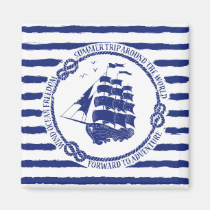 Nautisches Emblem mit Segelschiff Magnet