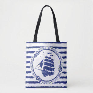 Nautisches Emblem mit Segelschiff Tasche
