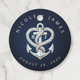 Nautisches Herz-Seil-Anker-Küstennavy-Hochzeit Geschenkanhänger