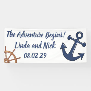 Nautisches Hochzeitsbanner Die Abenteuer Beginnen Banner