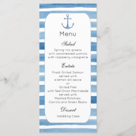 Nautisches Hochzeitsmenü Strandmenü Party Blue Menükarte