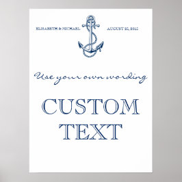 Nautisches Hochzeitszeichen | Benutzerdefinierter  Poster