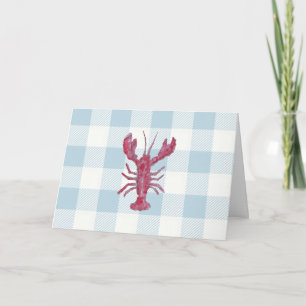 Nautisches Hummer-Blau-Gingham-Muster Karte