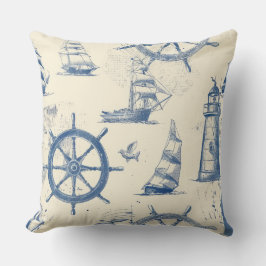 Nautisches Kissen mit Ankern- und Schiffsmaske