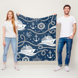Nautisches Kreuzfahrt nahtloses Muster Fleecedecke