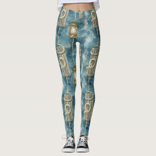 Nautisches Laternen-Seil Küstenblau-Muster (1) Leggings