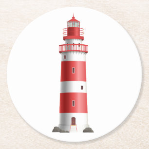 Nautisches Leuchtturm-Strand-Hochzeit Meer Sommer Runder Pappuntersetzer