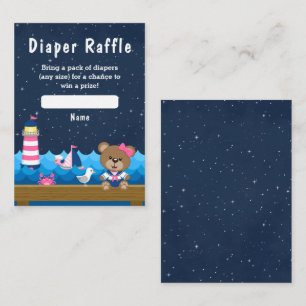 Nautisches Mädchen-Bär Rosa und Marine-Diaper-Raff Begleitkarte
