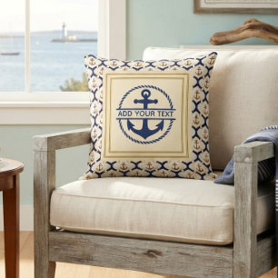 Nautisches Marineblau-Anker-Muster mit individuell Kissen