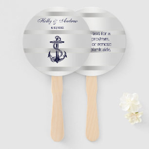 Nautisches Marineblau Anker Silber Gewicht BG Hoch Fächer