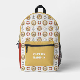 Nautisches Muster für individuelle Name und Text Bedruckter Rucksack