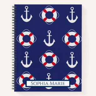 Nautisches Muster für Life Savers & Anchors Notizbuch