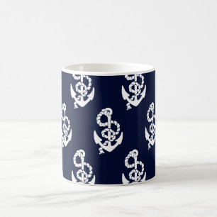 Nautisches Muster für Navy Blue Anchor Kaffeetasse
