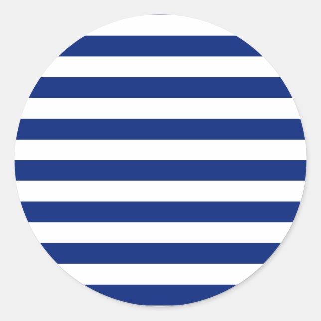 Nautisches Muster für Navy Stripes Runder Aufkleber (Vorderseite)