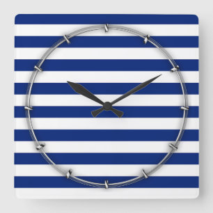 Nautisches Muster für Navy Strips Quadratische Wanduhr