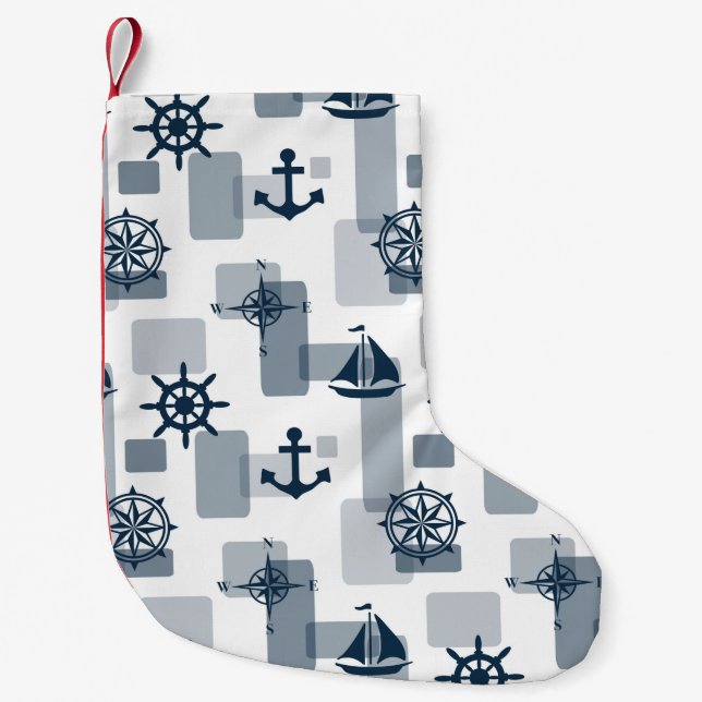 Nautisches Muster Kleiner Weihnachtsstrumpf (Vorderseite)