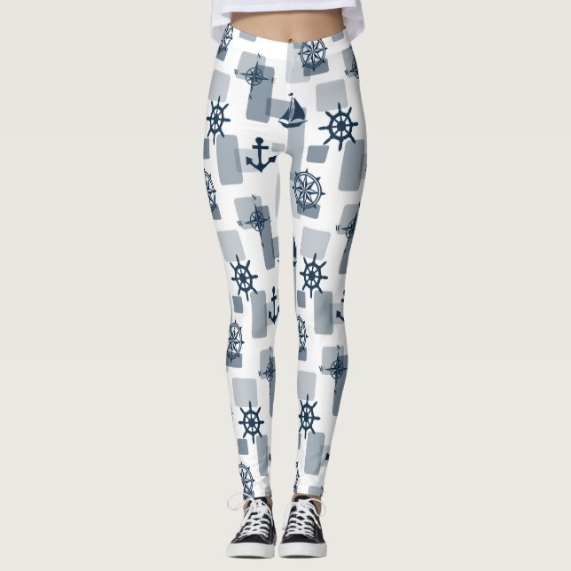 Nautisches Muster Leggings (Vorderseite)