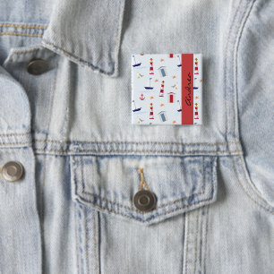 Nautisches Muster, Meeresmuster, Ihr Name Button