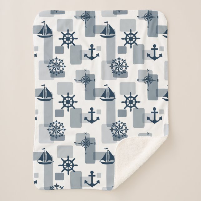 Nautisches Muster Sherpadecke (Vorderseite)