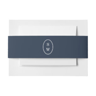 Nautisches Navy-Monogramm-Hochzeits-Bauchband Einladungsbanderole
