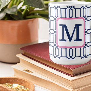 Nautisches Oktagon-Muster-Monogramm Kaffeetasse