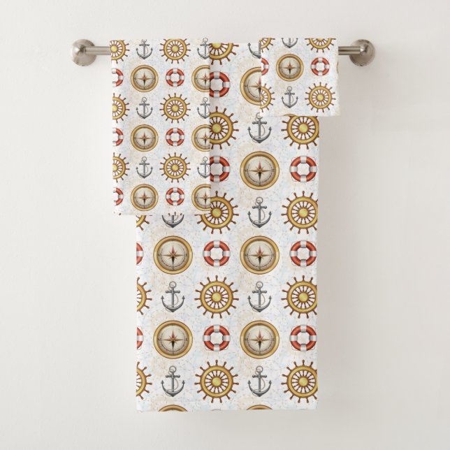 Nautisches Pattern Handtuchhandtuch-Set Badhandtuch Set (Insitu)