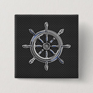 Nautisches Rad auf Carbon Fibre Decor Button