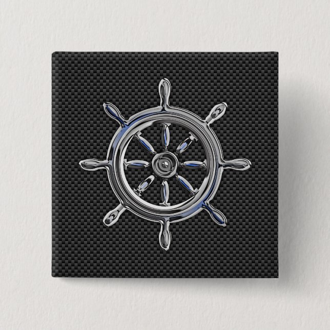 Nautisches Rad auf Carbon Fibre Decor Button (Vorderseite)