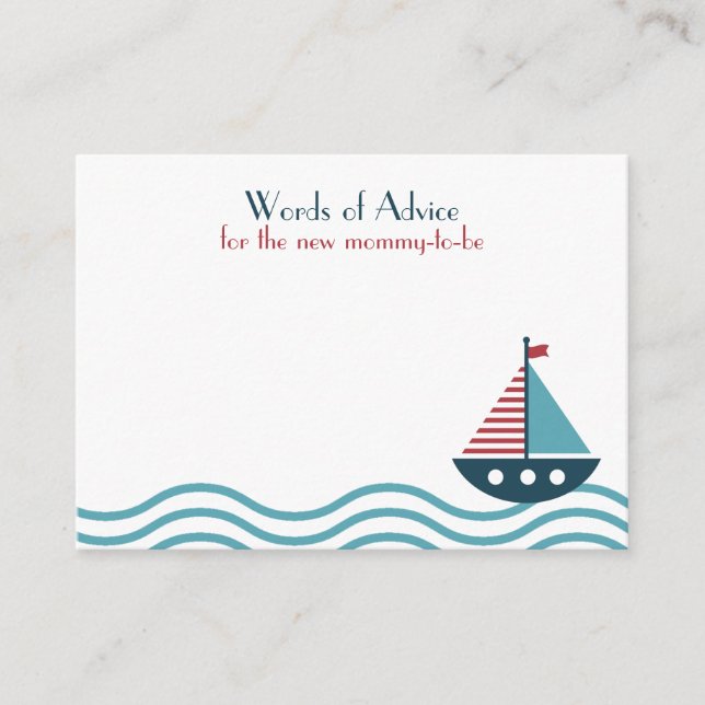 Nautisches rotes und blaues Boot BABY SHOWER GEBUR Hinweiskarte (Vorderseite)