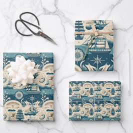 Nautisches Schiff-Ozean-Fragebild Nr. 10 Geschenkpapier Set