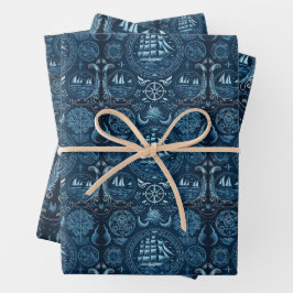 Nautisches Schiff-Ozean-Fragebild Nr. 7 Geschenkpapier Set