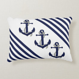 Nautisches Schiff/Schiff Anker/Knoten/Navy Streife Dekokissen