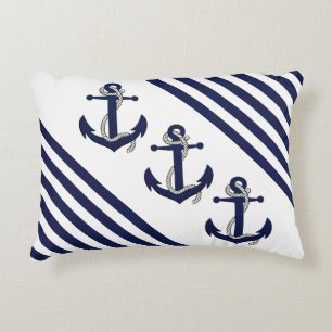 Nautisches Schiff/Schiff Anker/Knoten/Navy Streife Dekokissen