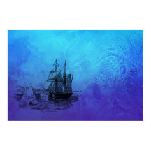 Nautisches Schiff und Oktopus