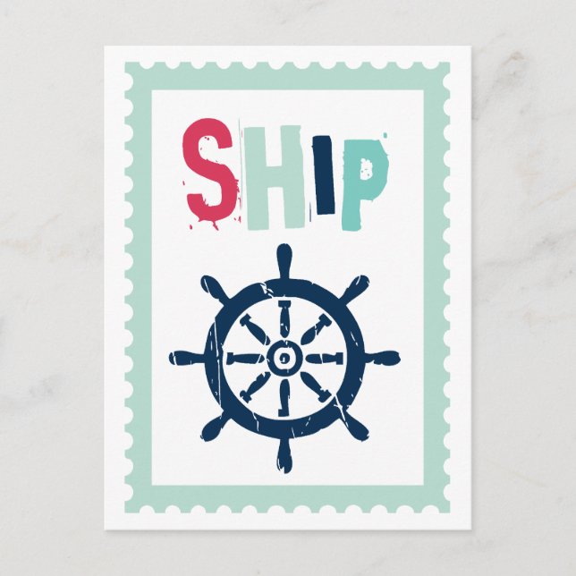 Nautisches Schiffrad Postkarte (Vorderseite)