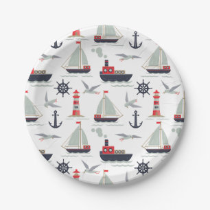 Nautisches Segelboot Segler Baby Boy Shower Party Pappteller