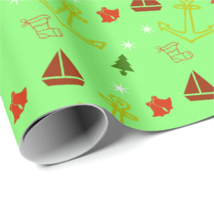Nautisches Segelboot Weihnachtsfeiertag   Geschenkpapier