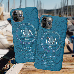 Nautisches Seil Monogramm Karte Blau Case-Mate iPhone Hülle