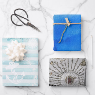 Nautisches Set von Werkzeugen Geschenkpapier Set