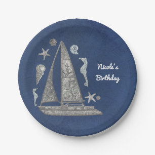 Nautisches silbernes Boot- und Strandzubehör Elega Pappteller
