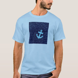 Nautisches Streifen-Anker-Handschrift-Design T-Shirt