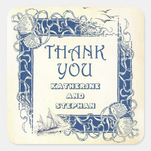 nautisches Vintag Dankeschön an Aufkleber
