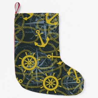Nautisches Vintages Muster, Anker und Karte. Kleiner Weihnachtsstrumpf