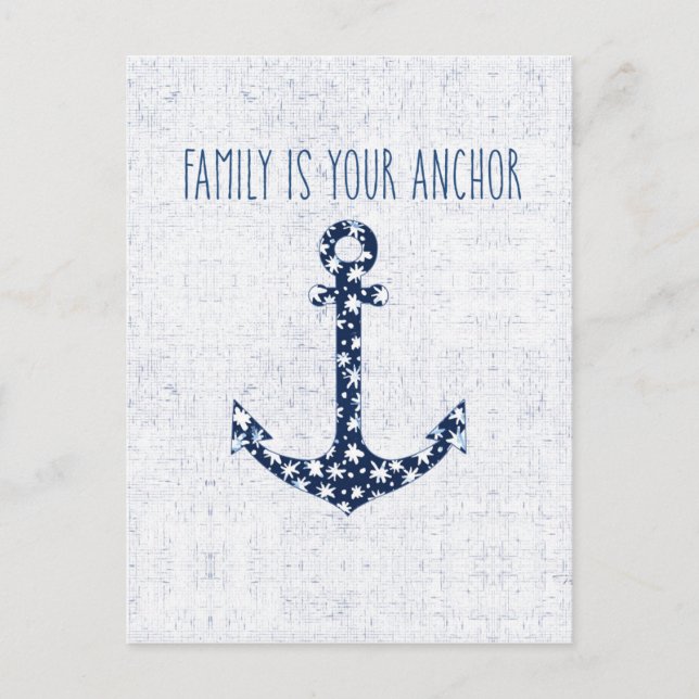 Nautisches Zitat | Familie ist Ihr Anker Postkarte (Vorderseite)