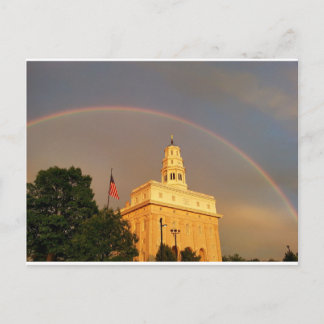 Nauvoo Illinois Tempel umrahmt von einem Regenboge Postkarte