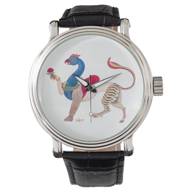 Navagunjara Krishna Vintage indische Malerei relig Armbanduhr (Vorderseite)