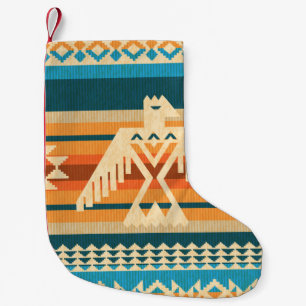 Navajo-abstraktes nahtloses Muster mit Adler Kleiner Weihnachtsstrumpf